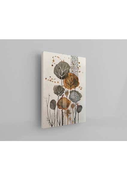 Kanvas Tablo Kurumuş Yaprak Temalı Gri Hardal 79 modelleri
