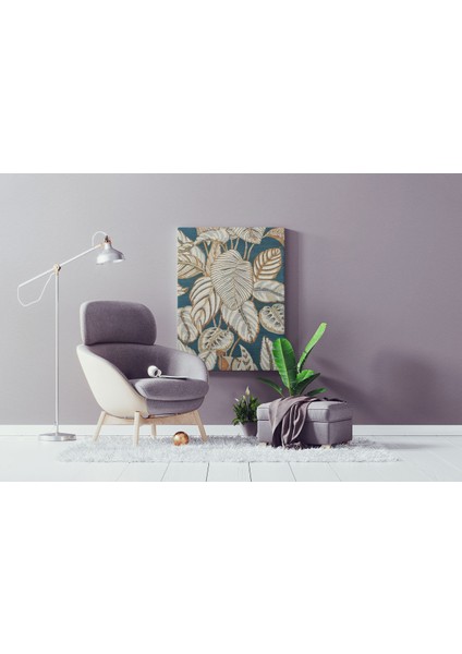 Kanvas Tablo 1111 Botanik Temalı Gri Sarı 278 indirimleri