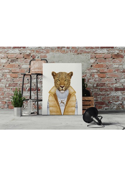 Kanvas Tablo Sarı Yelekli Kaplan Hayvan Temalı 164