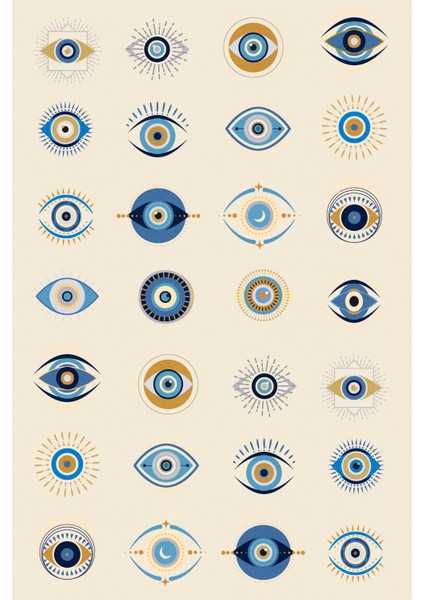 Kanvas Tablo Bej Nazar Dikdörtgen Mavi Göz TEMALI 1050 fiyatları