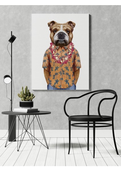 Kanvas Tablo Hawai Gömlekli Köpek Hayvan Temalı 160