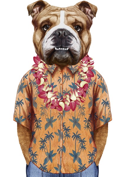 Kanvas Tablo Hawai Gömlekli Köpek Hayvan Temalı 160 fiyatları