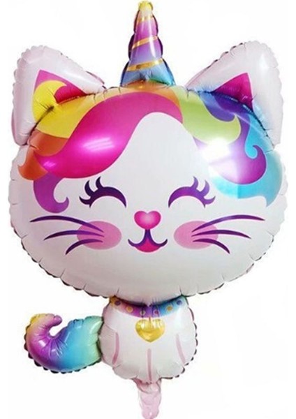 Unicorn Kedi Kitty Rakam Konsept 6 Yaş Balon Doğum Günü Set Yaş Balon Set
