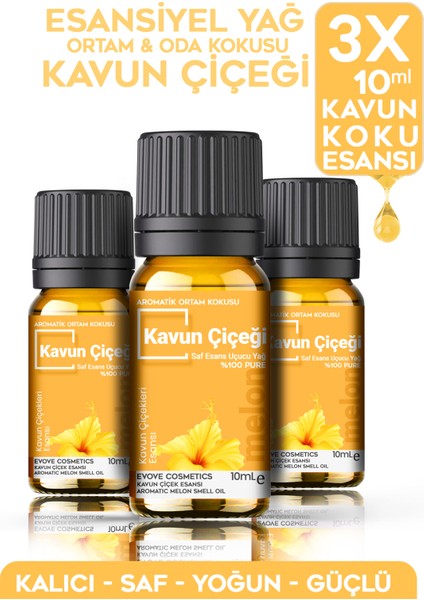 Kavun Çiçeği Esansiyel Yağ Oda Kokusu 3 Adet 10ML Set Aromatik Buhardanlık Difüzör Uçucu Yağ