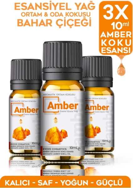 Amber Çiçeği Oda Kokusu Esansiyel Uçucu Yağ 3X10ML %100 Saf & Doğal Ortam Oda Kokusu Esansı Buhardanlık Difüzör Kokusu