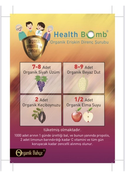 Organik Healthbomb Direnç Şurubu Yetişkin 230 gr modelleri