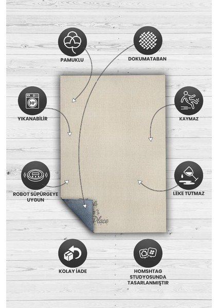 Onun Mutlu Yeri Kişiye Özel Kişiselleştirilebilir Dokuma Tabanlı Yıkanabilir Ev Halısı fırsatları