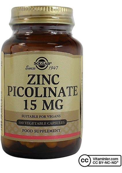 Zinc Picolinate 15 Mg 100 Kapsül