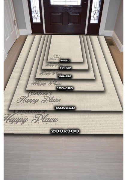 Onun Mutlu Yeri Kişiye Özel Kişiselleştirilebilir Dokuma Tabanlı Yıkanabilir Ev Halısı indirimleri
