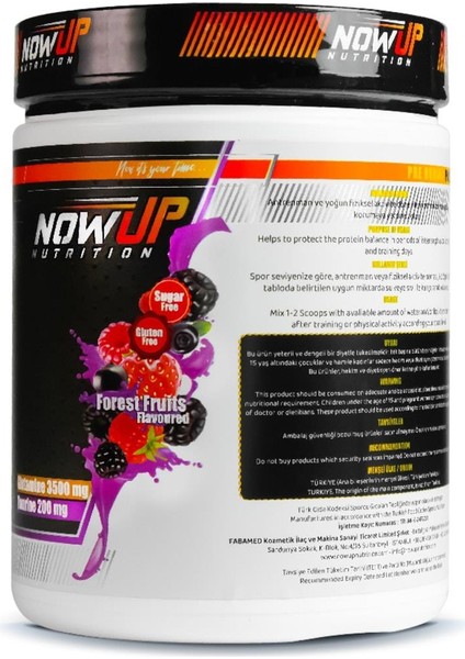 Nowup Nutrıtıon Glutamine / Forest Fruits 360 gr