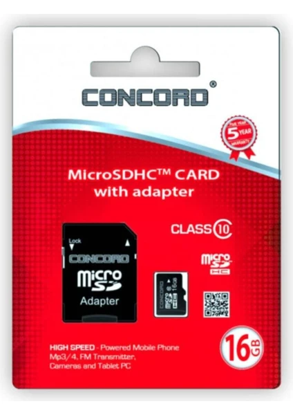 EC Shop Prodepo Concord 16GB Hafıza Kartı Micro Sd Class 10 Adaptörlü C-M16