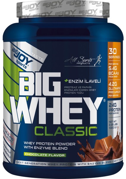 Whey Protein Big Whey Classic Protein Tozu Çikolatalı 1020G 30 Servis Wıth Enzım Blend
