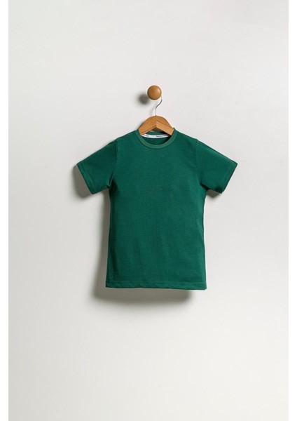 Çocuk Bisiklet Yaka Basic Düz T-Shirt %100 Pamuk