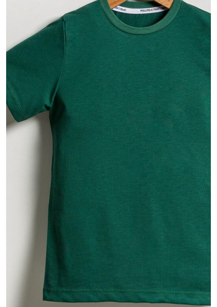 Çocuk Bisiklet Yaka Basic Düz T-Shirt %100 Pamuk fiyatları