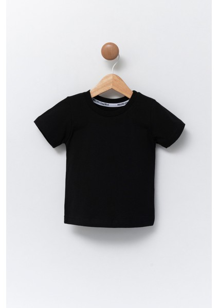 Çocuk Bisiklet Yaka Basic Düz T-Shirt %100 Pamuk