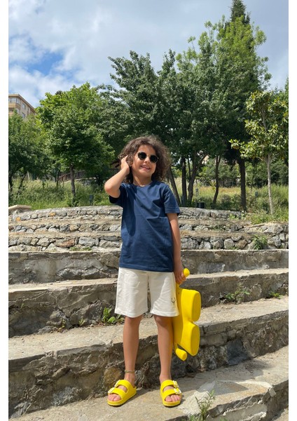 Çocuk Bisiklet Yaka Basic Düz T-Shirt %100 Pamuk