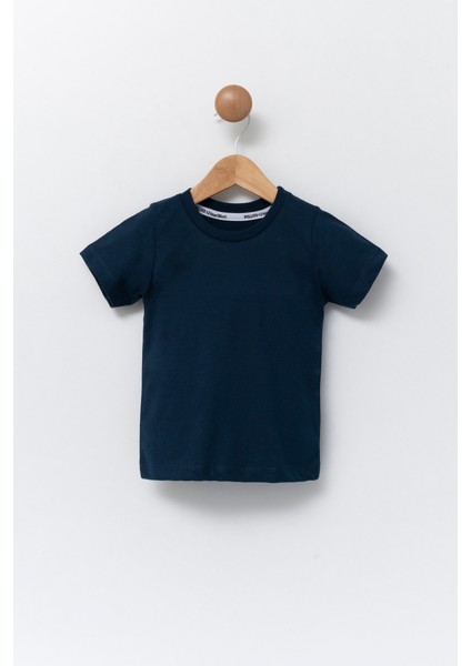 Çocuk Bisiklet Yaka Basic Düz T-Shirt %100 Pamuk
