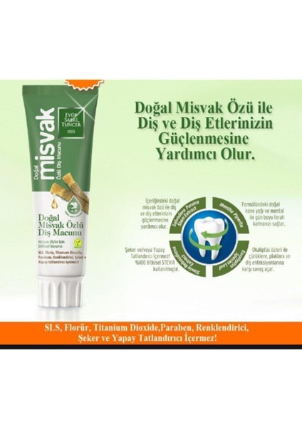Doğal Misvak Özlü 75 ml Diş Macunu x 6 Adet