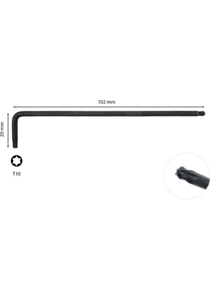 T10 Uzun Topbaşlı Torx Allen (Alyan) Anahtar 710B
