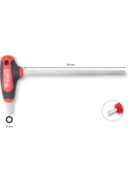 10 mm T Saplı Allen (Alyan) Anahtar K10-100-200
