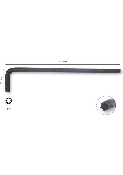 T40 L Uzun Torx Allen (Alyan) Anahtar