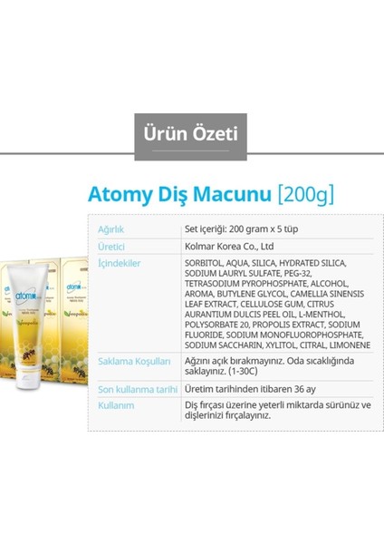 Propolis ve Yeşil Çay Özlü Diş Macunu