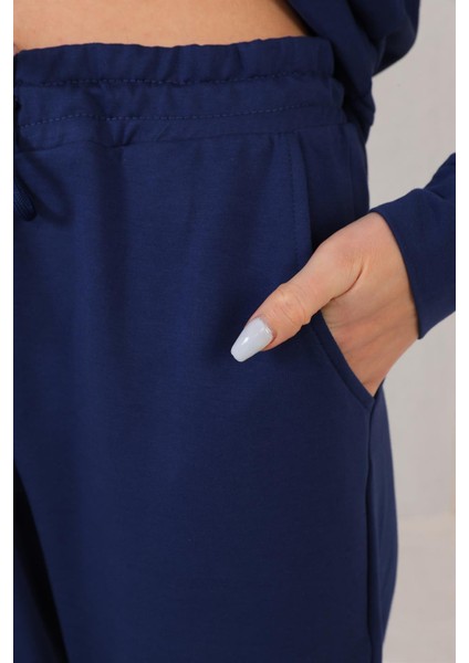 Kabartma Kalp Desenli Günlük Sweat Jogger Kadın Spor Takım Lacivert fiyatları