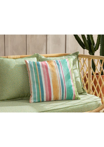 Costa Çizgili Polyester Dekoratif Tekli Dekoratıf Kırlent 45 x 45 cm Renkli