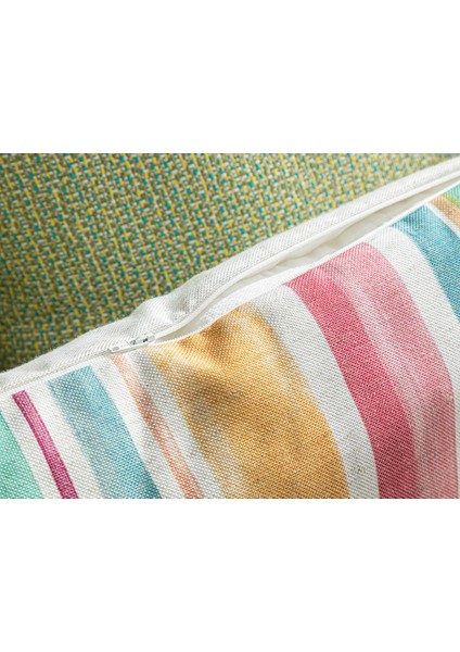 Costa Çizgili Polyester Dekoratif Tekli Dekoratıf Kırlent 45 x 45 cm Renkli