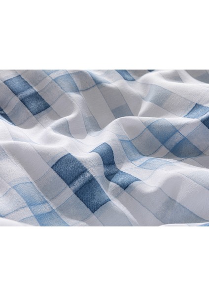 Modern Square Kolay Ütülenir Tek Kişilik Nevresım Setı 160 x 220 cm Mavi