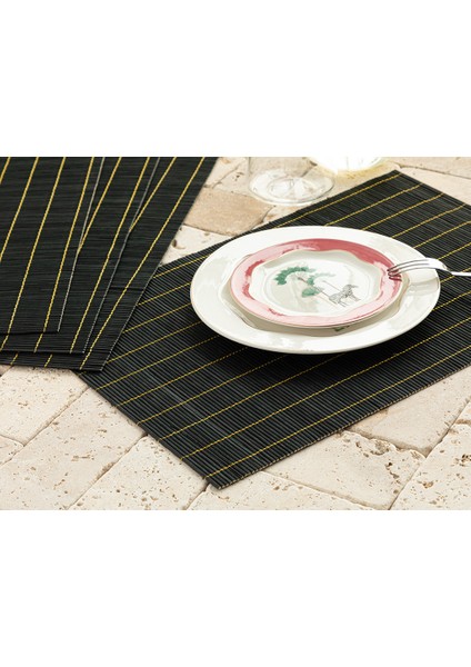 Farleg Bambu 4'lü Amerıkan Servıs 45 x 30 cm Siyah