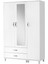 Buket Aynalı 3 Kapılı 2 Çekmeceli Gardırop Elbise Dolabı 120X46X189 2