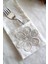 6 Adet Çiçek Dantelli Krem Keten Kaşıklık Servis Sunum - Table Decor 1