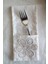 6 Adet Çiçek Dantelli Krem Keten Kaşıklık Servis Sunum - Table Decor 2