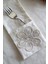 6 Adet Çiçek Dantelli Krem Keten Kaşıklık Servis Sunum - Table Decor 3