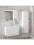 Estella-Oa Beyaz 80+35 cm Mdf-Aynalı Boy Dolaplı-Lavabolu Banyo Dolabı -(Demonte Değil) 1