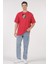 Oversize T-Shirt Renkli Yarım Yüz Panda Kırmızı 1