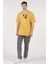 Oversize T-Shirt Renkli Yarım Yüz Panda Hardal 1