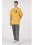 Oversize T-Shirt Renkli Yarım Yüz Panda Hardal 2