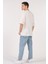 Oversize T-Shirt Renkli Yarım Yüz Panda Ekru 1