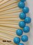 100 Adet Boncuklu Baby Shower Kürdanı 6 cm - Boncuk 8 mm - Mavi Pasta Kürdanı 1