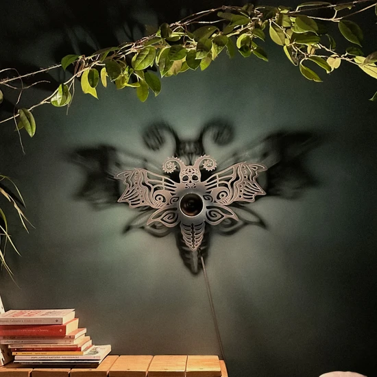 Hedgehog Art Shop moth Gölge Duvar Aydınlatması, Özel Tasarım Aplik, Tasarım Duvar Lambası