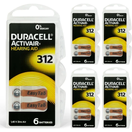 Duracell Activair 312 Numara Işitme Cihazı Pili 6x5 (30 Adet)