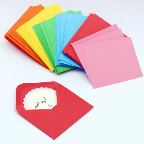 EKS Ticaret Asil Zarf Renkli Zarf - Küçük Zarf - Oyun Zarfı - Minik Renkli - Doğum Günü Zarfı - 100 Adet - 7x9 Boyut