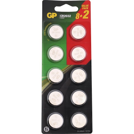 Gp Batteries CR2032 Boy Lityum Düğme Pil, 3 Volt, 10'lu Kart Fiyatı