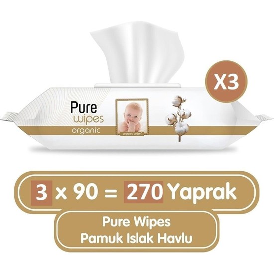 Pure Baby Wet Wipes Organic Cotton Bebek Islak Mendili90'lı Fiyatı