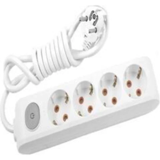 Viko Multilet 4 Lü Anahtarlı 2 mt (2 Metre) Çocuk Korumalı Grup Priz Uzatma Kablosu 2m 4lü Anahtarlı