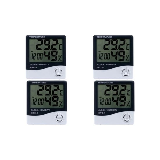 Lamassu 4 Adet Htc-1 Masa Termometre Dijital Nem Ölçer Sıcaklık Isı Alarm