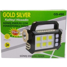 Gold Silver GS-490 15W Güneş Enerjili Çok Fonksiyonlu Fener