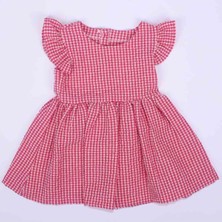 by BebekOdam Kız Çocuk Pembe Pitikare Gofre Fırfırlı Elbise